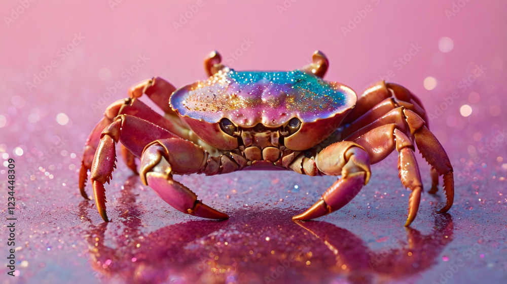 Cgitter crab on a pink background Cgitter crab on a pink background
