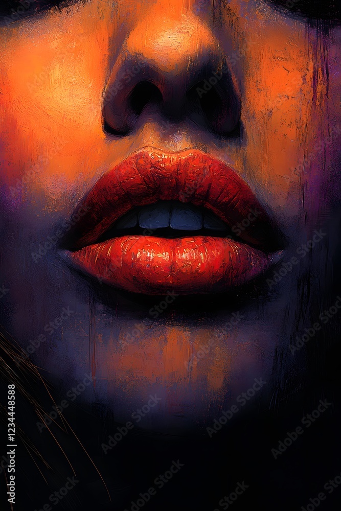 Textured digital painting of male lips, hand-drawn style with detailed brushwork Textured digital painting of male lips, hand-drawn style with detailed brushwork