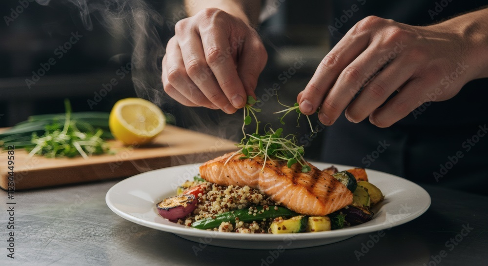 Grilled Salmon with Quinoa and Vegetables Gourmet Dish Grilled Salmon with Quinoa and Vegetables Gourmet Dish
