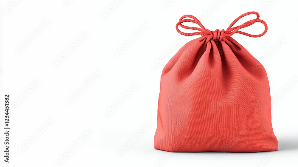 Coral Drawstring Bag Mockup On White Background Coral Drawstring Bag Mockup On White Background