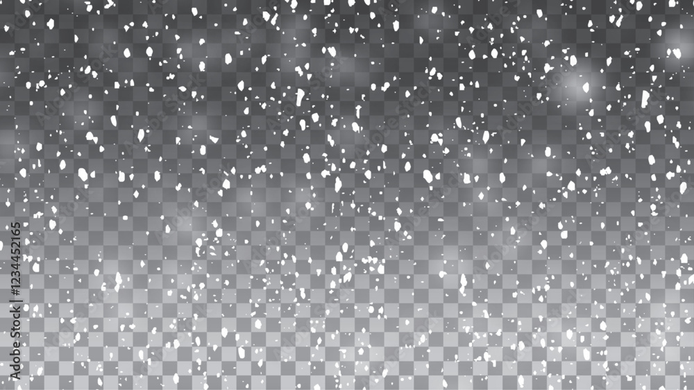 Seamless realistic falling snow or snowflakes. Snow overlay illustration.