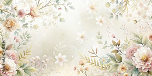 Delicate floral patterns on a soft white background with intricate details and subtle color gradations , abstract, foliage