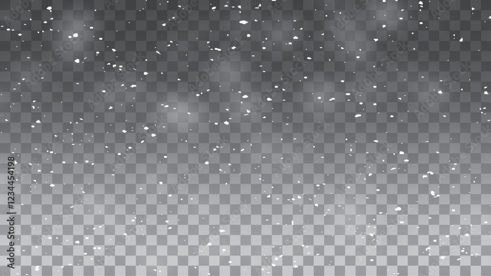 Realistic overlay snowfall snowflakes shapes background. Realistic overlay snowfall snowflakes shapes background.