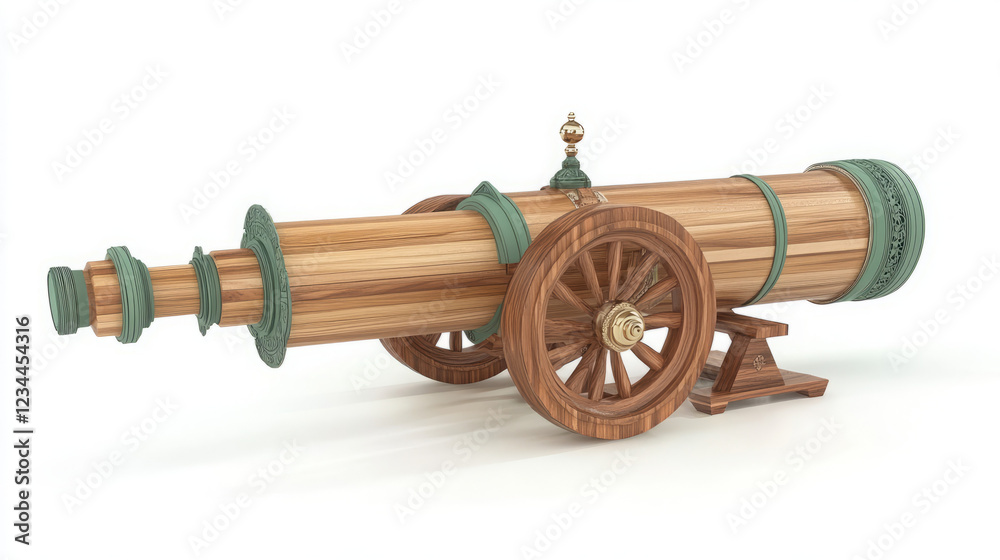 intricate wooden cannon with ornate design and antique accents in 3d rendered model displaying vintage artillery decor for home or collectible art intricate wooden cannon with ornate design and antique accents in 3d rendered model displaying vintage artillery decor for home or collectible art