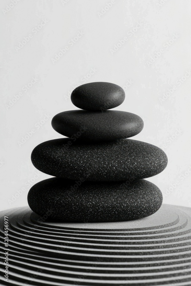 Stacked Black Stones on Circular Base Stacked Black Stones on Circular Base