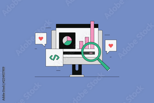 Website Checker Tool, SEO tool, SEO checker, Website report, Increasing web traffic, Analytics code integration. Vector illustration concept.