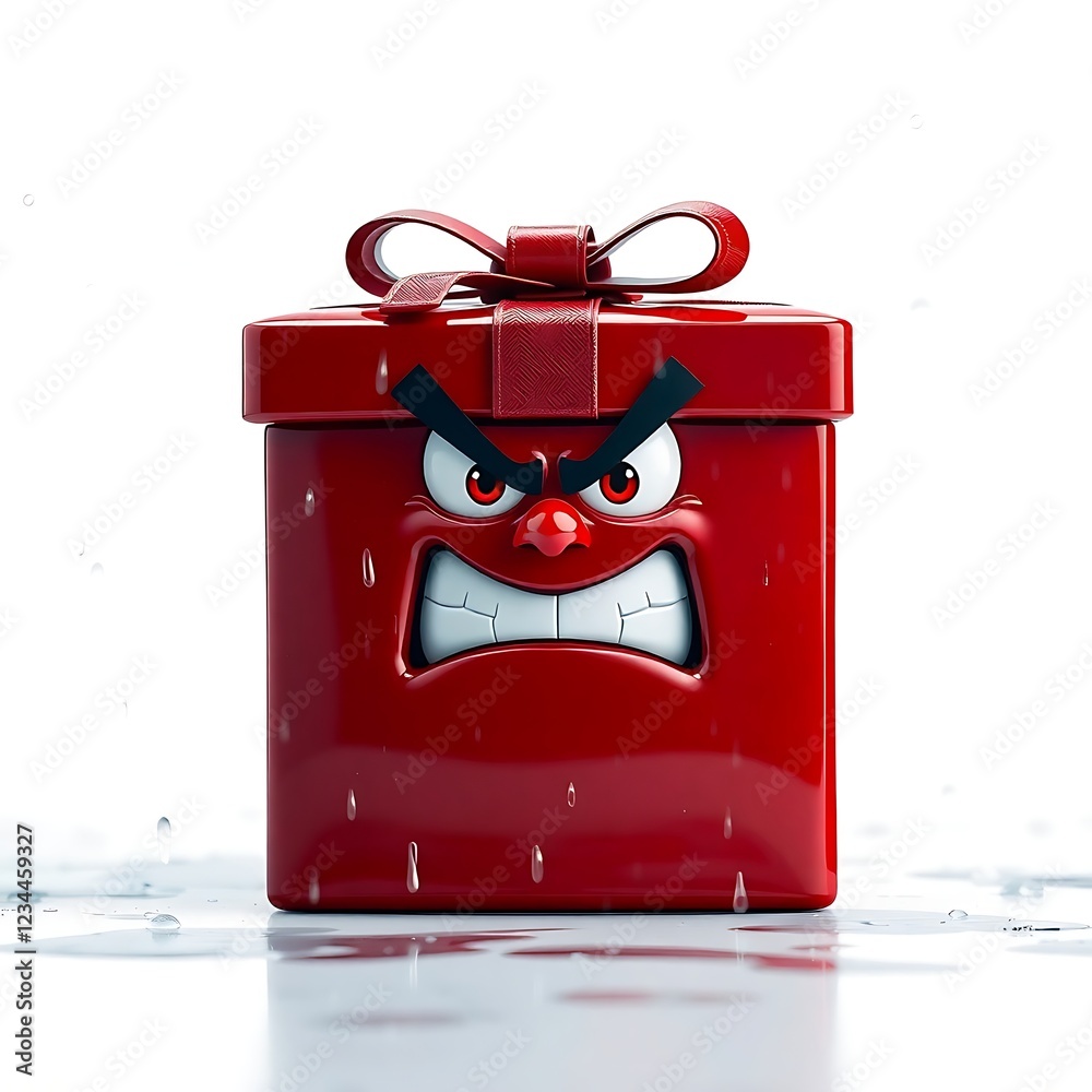 Obraz premium Angry Red Gift Box 3d Render Illustration