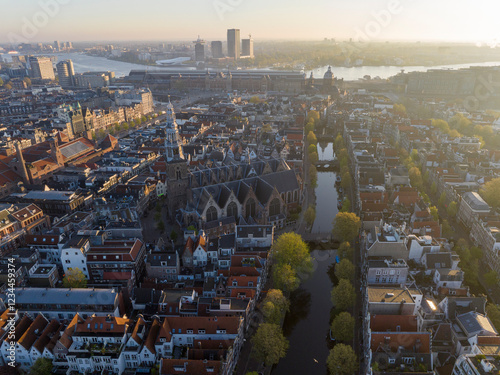 Photography Amsterdam Historical Center Aerial morning View