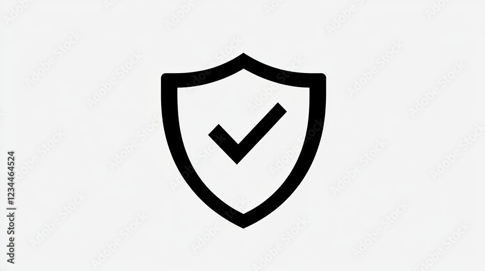 Approved security shield icon, checkmark, white background, digital graphic, website design Approved security shield icon, checkmark, white background, digital graphic, website design