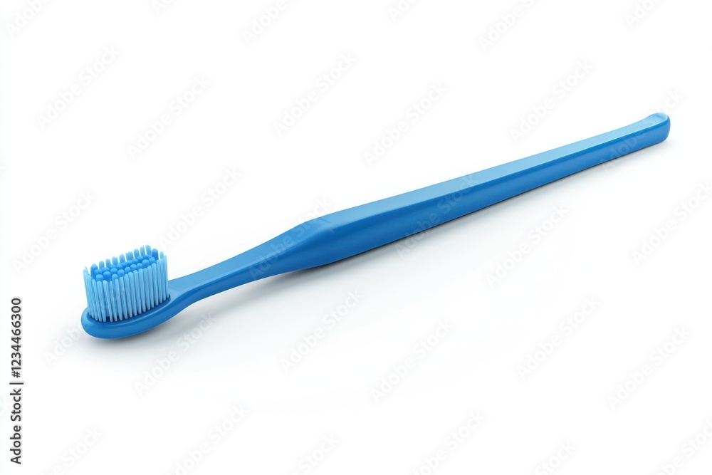 Blue toothbrush on white background. Possible use Dental health, hygiene, education Blue toothbrush on white background. Possible use Dental health, hygiene, education