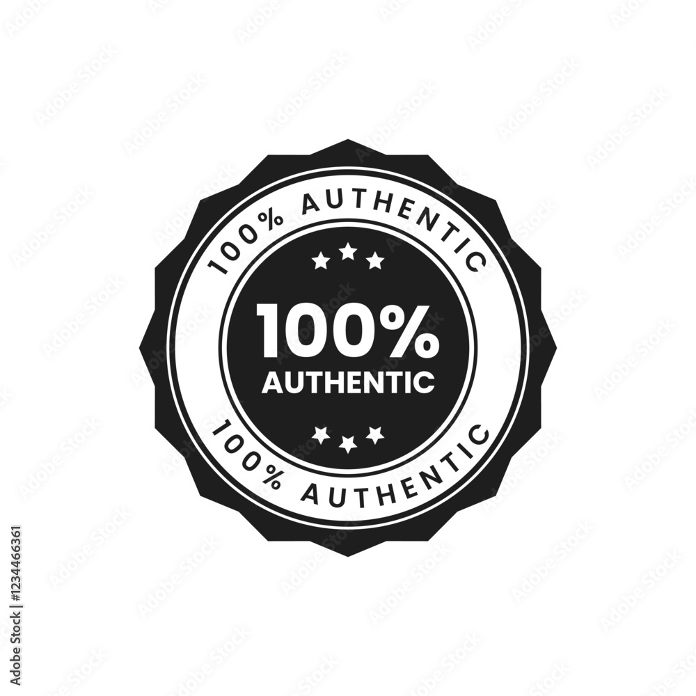 100% Authentic Black Vector Design Template 100% Authentic Black Vector Design Template