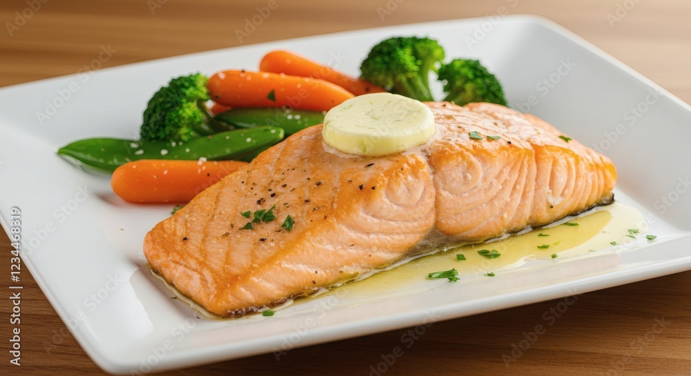 Delicious Pan-seared Salmon with Roasted Vegetables Delicious Pan-seared Salmon with Roasted Vegetables