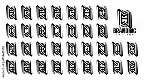 Sharp line abstract letter A-Z logo bundle