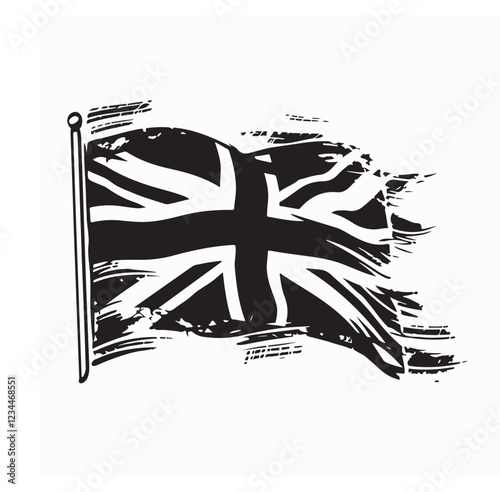 British Flag Waving Wind image vector isolated on white background.