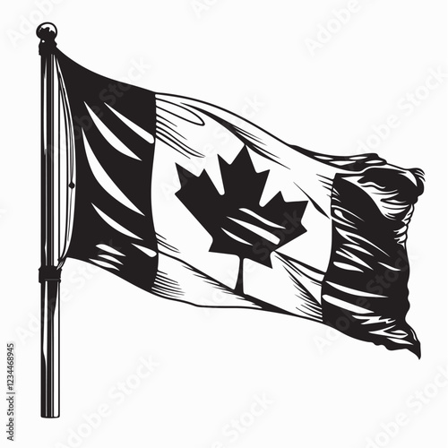 Canadian Flag Waving Wind image vector isolated on white background.