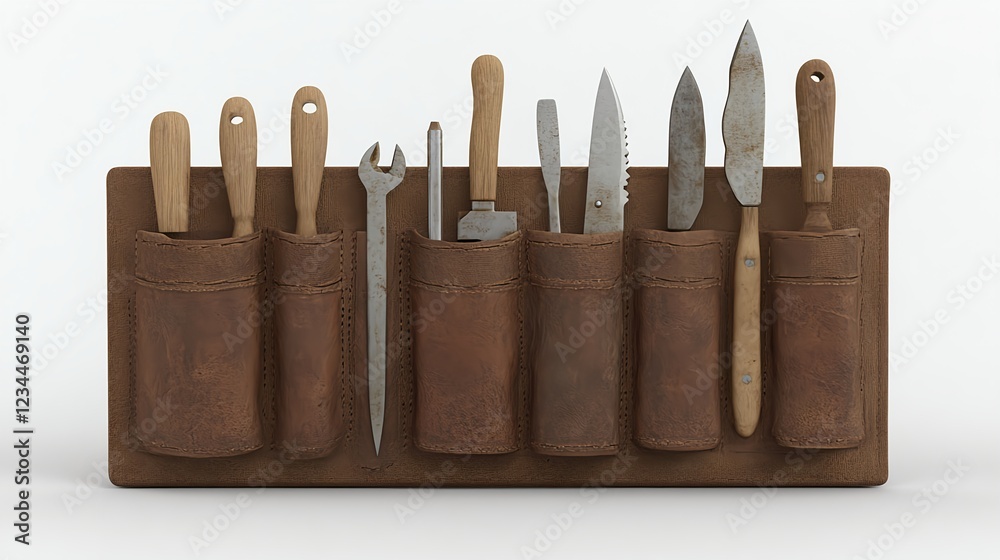 Photorealistic View of Soldier Utility Belt with Attached Tools Photorealistic View of Soldier Utility Belt with Attached Tools