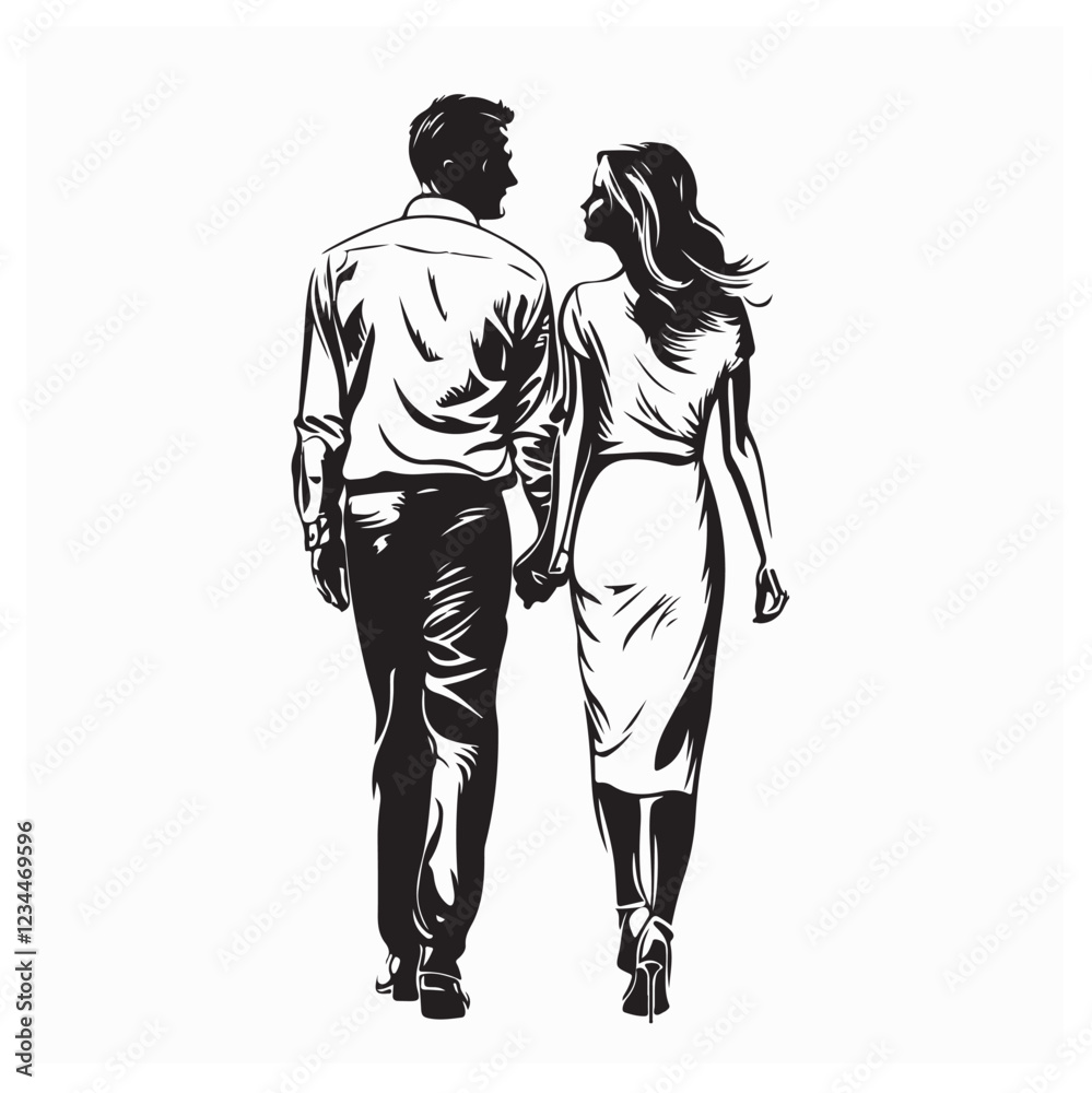 Man Woman Holding Hands image vector Illustration isolated on white background. Man Woman Holding Hands image vector Illustration isolated on white background.
