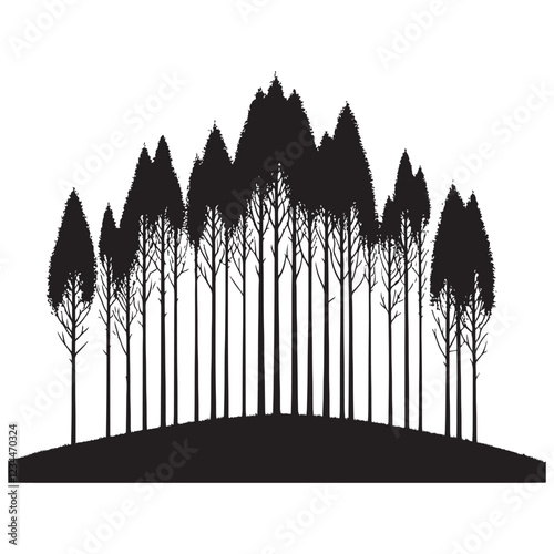 Aspen Tree Silhouette - Artistic Ink Drawing for Wall Art - Aspen Tree Vector - Aspen Tree Illustration - Minimalist Aspen Silhouette - Aspen Vector - Aspen Digital Art
