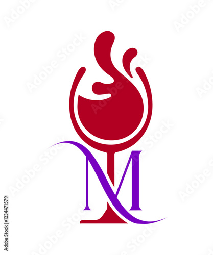 Wine Monogram Alphabet M