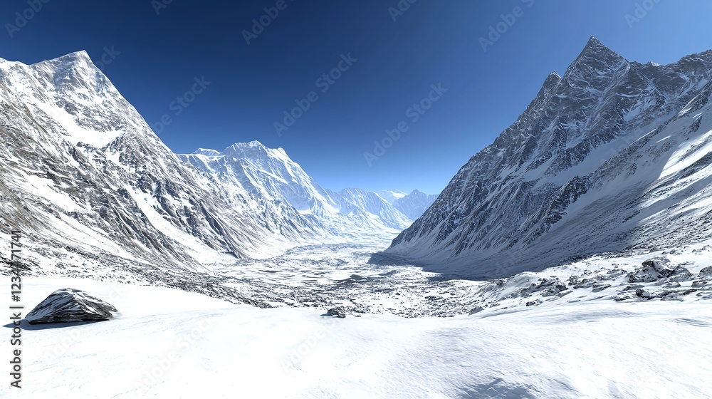 Fototapeta premium Stunning Snow-Capped Peaks in Rugged Mountain Range Landscape