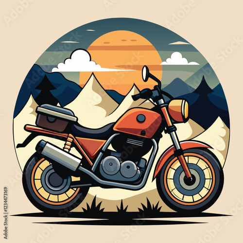 Touring and Adventure Motorcycle Vector Illustration