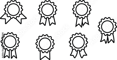 set of Quality certify badge icon. ribbon and banner. premium quality and guarantee labels . Qualification certificate medal. Quality award ribbon sign.