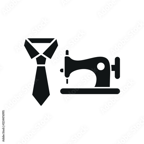 Sewing machine and tie set tailor and fashion icon with a sleek and minimalistic design, perfect for fashion designers, clothing brands, and sewing projects.