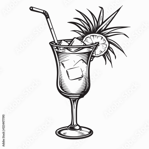 Pina colada cocktail image vector isolated on white background