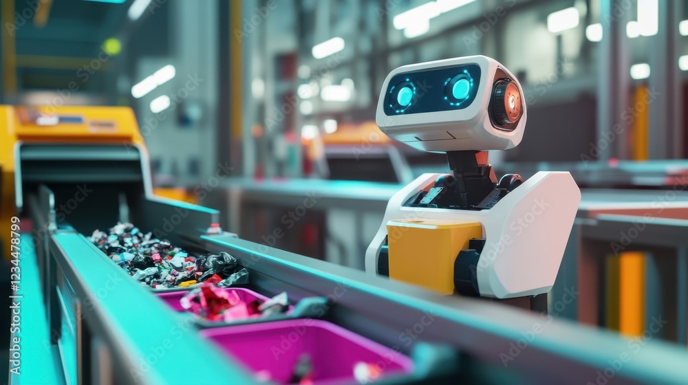 Obraz premium Sleek Robot with AI Sensors in Action