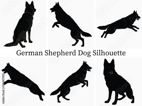 German Shepherd Dog Silhouette Bundle