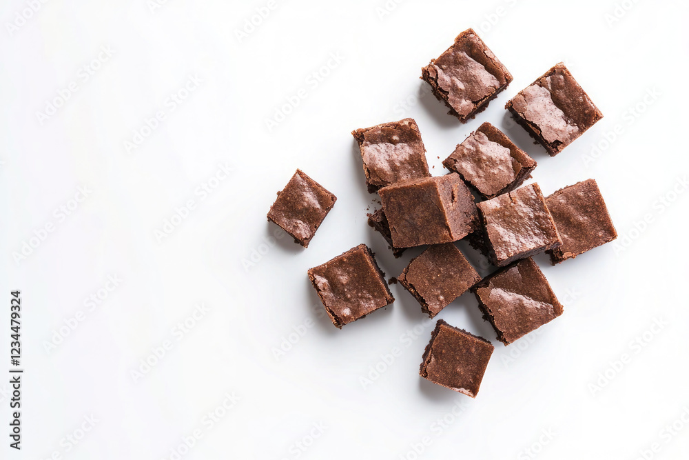 Pile of Chocolate Fudge Squares on White Background Pile of Chocolate Fudge Squares on White Background