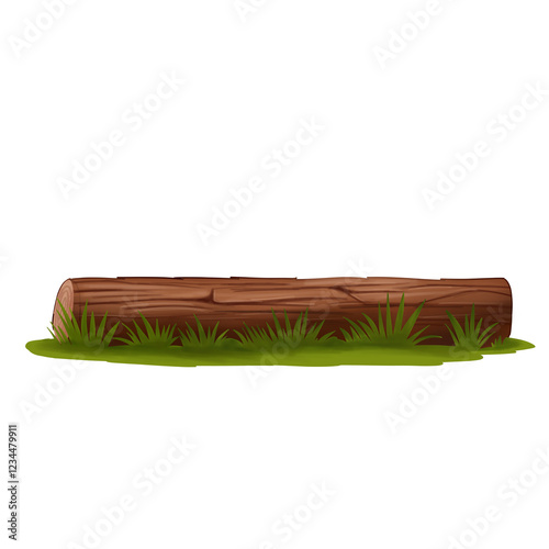 Illustration of a Wooden Log on Grass