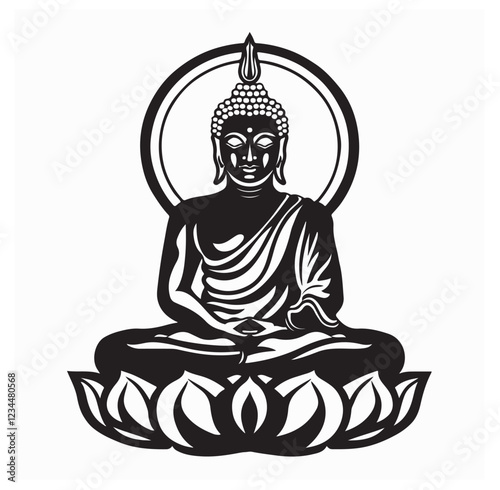 Lotus Vesak Buddha Vectors and Illustrations isolated on white background.