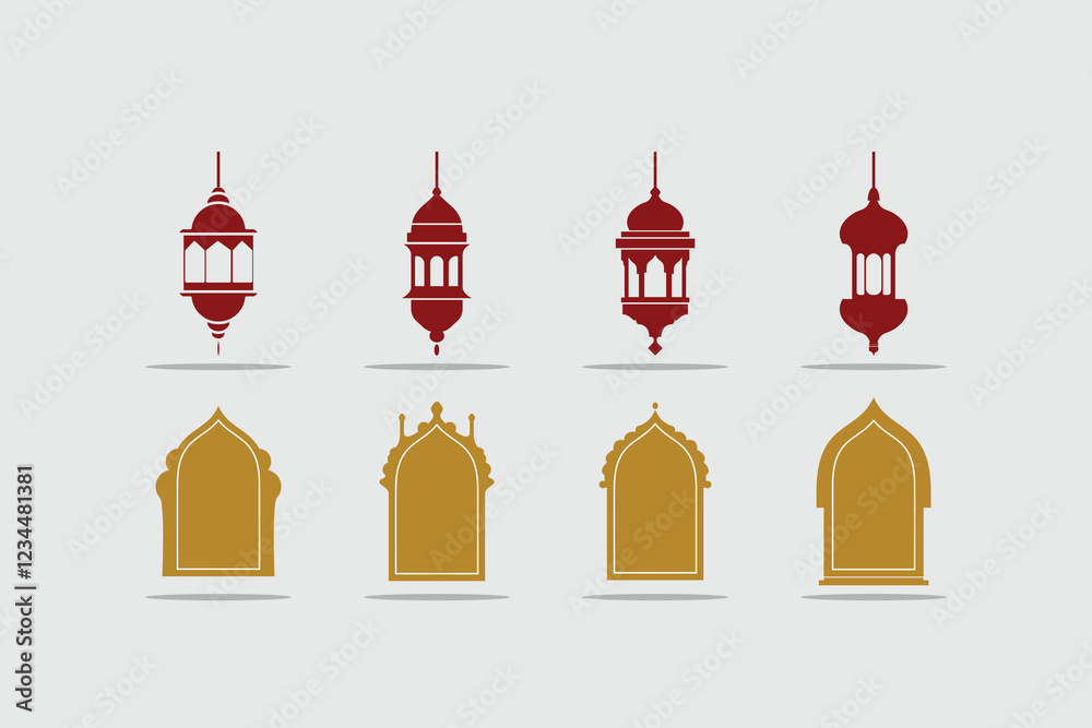set of Islamic architecture elements, including mosque dome, minaret, and window designs. Perfect for Islamic-themed designs, Ramadan, Eid, and more. set of Islamic architecture elements, including mosque dome, minaret, and window designs. Perfect for Islamic-themed designs, Ramadan, Eid, and more.