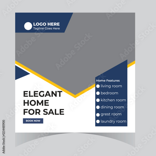 Real estate home house rent buy sale social media post design web template square flyer banner poster 