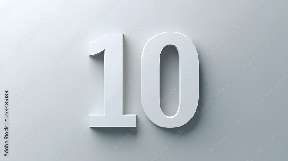 10. A white canvas with the number 10, sleek and sharp font 10. A white canvas with the number 10, sleek and sharp font
