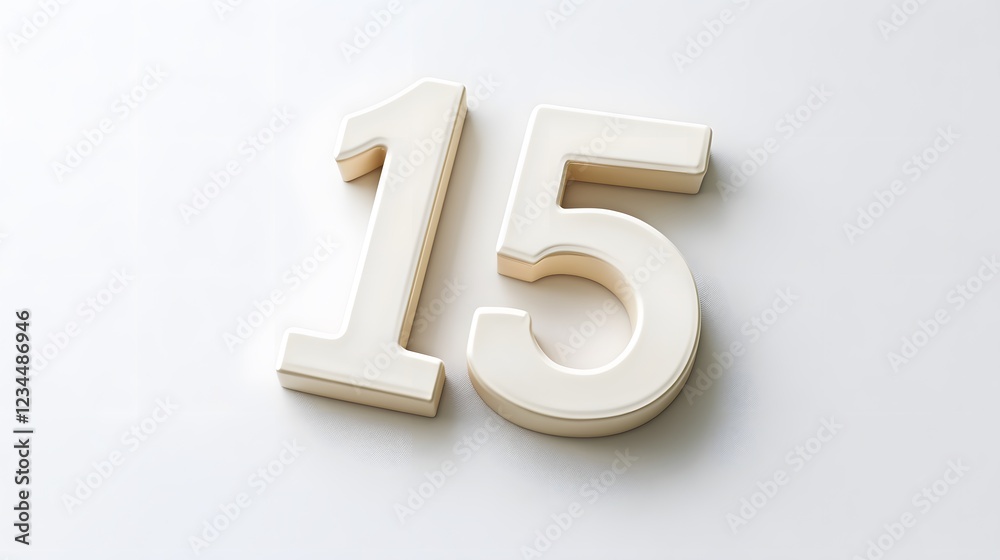 15. A pristine white background with the number 15, large and in bold 15. A pristine white background with the number 15, large and in bold