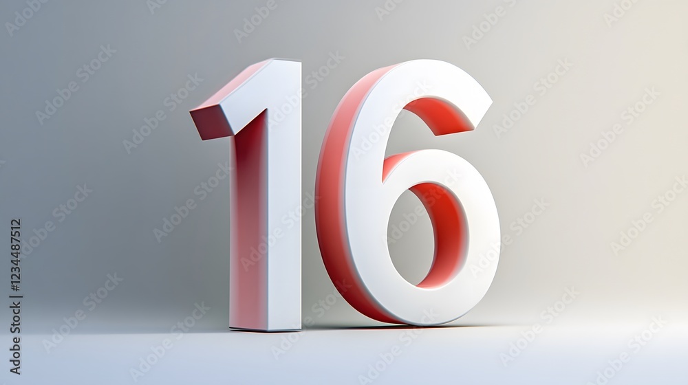 16. A clean white background with the number 16 in a clear and simple style 16. A clean white background with the number 16 in a clear and simple style