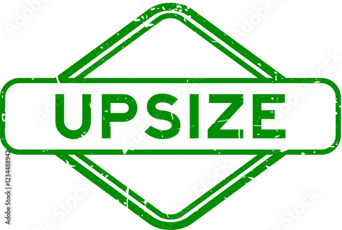 Grunge green upsize word rubber seal stamp on white background
