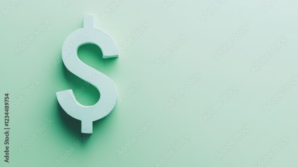 A simple dollar sign on a soft green background, symbolizing finance, wealth, and currency. A simple dollar sign on a soft green background, symbolizing finance, wealth, and currency.