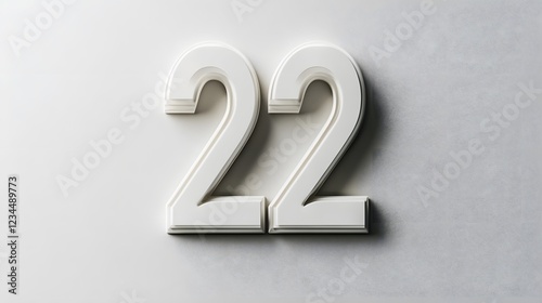 22. A simple white background featuring number 22 in clean, bold typography photo