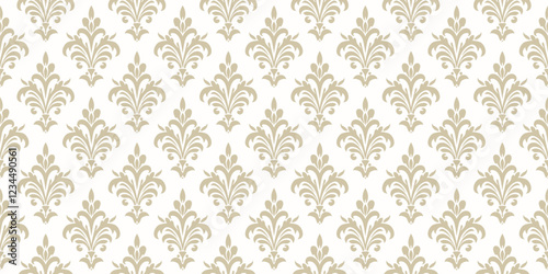 ELegant vintage damask seamless pattern. Golden vector ornamental background. Luxury gold and white ornament in baroque, rococo, renaissance, revival style. Abstract texture with curly floral elements