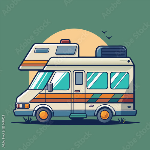  RV Camping Car Illustration Vector