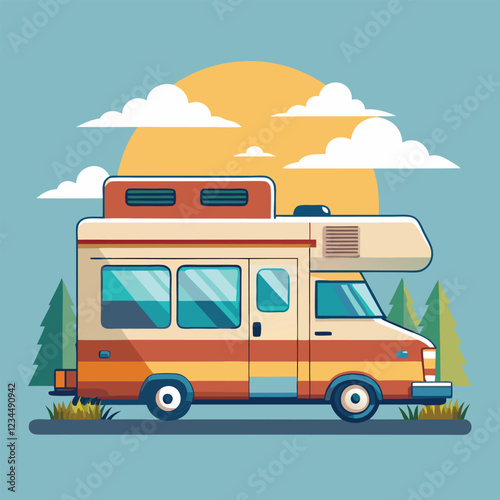  RV Camping Car Illustration Vector