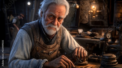 Wallpaper Mural Skilled Carpenter Crafts Furniture in Workshop with Photorealistic Detail Torontodigital.ca