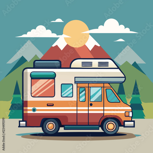  RV Camping Car Illustration Vector