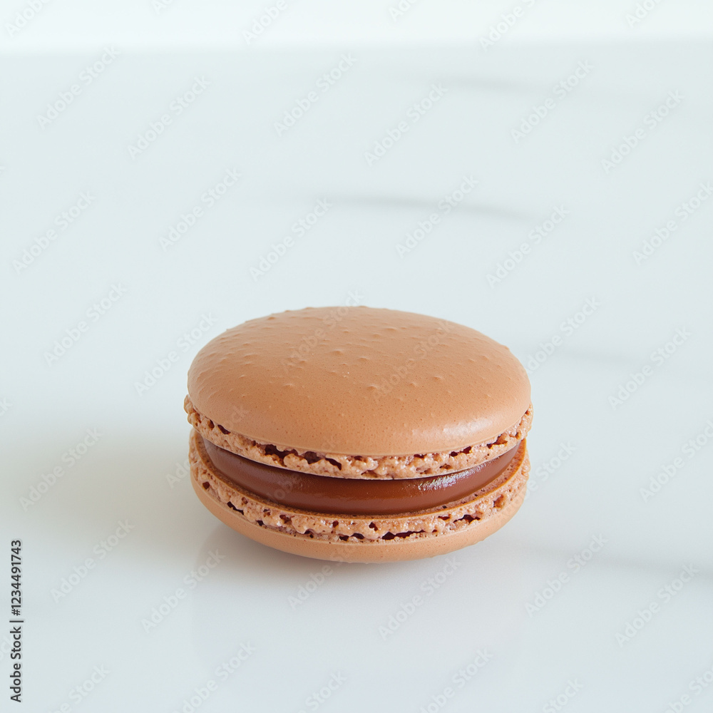 A perfectly round chocolate macaron A perfectly round chocolate macaron