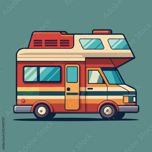  RV Camping Car Illustration Vector