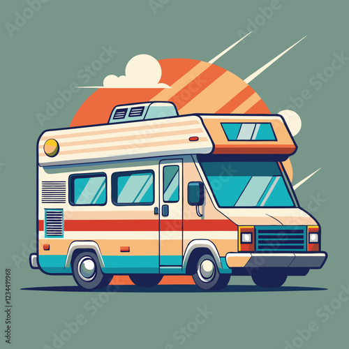  RV Camping Car Illustration Vector