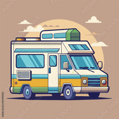  RV Camping Car Illustration Vector